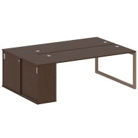 Metal System Quattro 5x5 50БО.РС-СШК-1.5 (Венге цаво/Мокко) Рабочая станция на О-образном м/к с опорным шкафом-купе