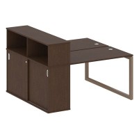 Metal System Quattro 5x5 50БО.РС-СШК-2.2 (Венге цаво/Мокко) Рабочая станция на О-образном м/к с опорным шкафом-купе