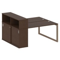 Metal System Quattro 5x5 50БО.РС-СШК-2.3 (Венге цаво/Мокко) Рабочая станция на О-образном м/к с опорным шкафом-купе