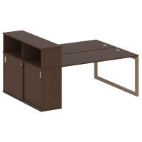 Metal System Quattro 5x5 50БО.РС-СШК-2.4 (Венге цаво/Мокко) Рабочая станция на О-образном м/к с опорным шкафом-купе