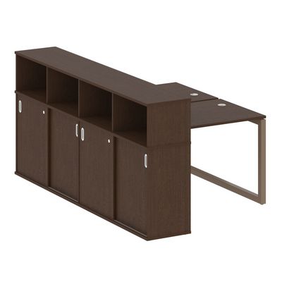 Metal System Quattro 5x5 50БО.РС-СШК-4.1 (Венге цаво/Мокко) Рабочая станция на О-образном м/к с опорным шкафом-купе