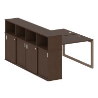 Metal System Quattro 5x5 50БО.РС-СШК-4.2 (Венге цаво/Мокко) Рабочая станция на О-образном м/к с опорным шкафом-купе