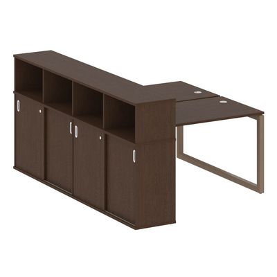 Metal System Quattro 5x5 50БО.РС-СШК-4.2 (Венге цаво/Мокко) Рабочая станция на О-образном м/к с опорным шкафом-купе