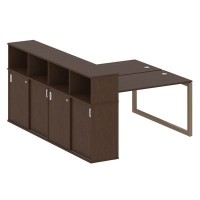 Metal System Quattro 5x5 50БО.РС-СШК-4.3 (Венге цаво/Мокко) Рабочая станция на О-образном м/к с опорным шкафом-купе