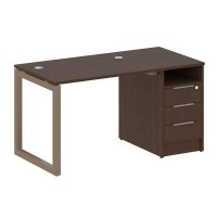 Metal System Quattro 5x5 50БО.РС-СТП-1.1 (Венге цаво/Мокко) Рабочая станция на О-образном м/к с опорной тумбой