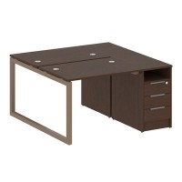 Metal System Quattro 5x5 50БО.РС-СТП-2.1 (Венге цаво/Мокко) Рабочая станция на О-образном м/к с опорной тумбой