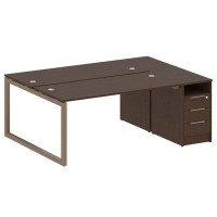 Metal System Quattro 5x5 50БО.РС-СТП-2.4 (Венге цаво/Мокко) Рабочая станция на О-образном м/к с опорной тумбой