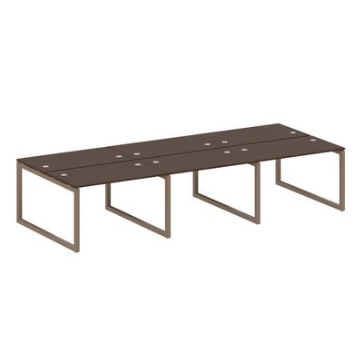 Metal System Quattro 5x5 50БО.СМ-6.2 (Венге цаво/Мокко) Рабочая станция на 6 раб.мест на О-образном м/к