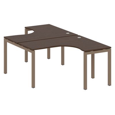 Metal System Quattro 5x5 50БП.РАС-СА-2.3 (Венге цаво/Мокко) Рабочая станция криволинейная на П-образном м/к