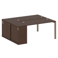 Metal System Quattro 5x5 50БП.РС-СШК-1.3 (Венге цаво/Мокко) Рабочая станция на П-образном м/к с опорным шкафом-купе