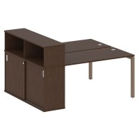 Metal System Quattro 5x5 50БП.РС-СШК-2.3 (Венге цаво/Мокко) Рабочая станция на П-образном м/кс опорным шкафом-купе