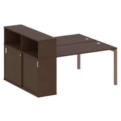 Metal System Quattro 5x5 50БП.РС-СШК-2.3 (Венге цаво/Мокко) Рабочая станция на П-образном м/кс опорным шкафом-купе