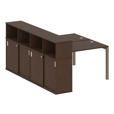 Metal System Quattro 5x5 50БП.РС-СШК-4.2 (Венге цаво/Мокко) Рабочая станция на П-образном м/к с опорным шкафом-купе