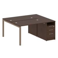 Metal System Quattro 5x5 50БП.РС-СТП-2.2 (Венге цаво/Мокко) Рабочая станция на П-образном м/к с опорной тумбой