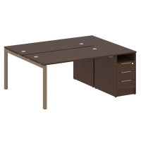 Metal System Quattro 5x5 50БП.РС-СТП-2.3 (Венге цаво/Мокко) Рабочая станция на П-образном м/к с опорной тумбой