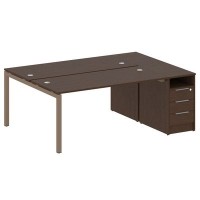 Metal System Quattro 5x5 50БП.РС-СТП-2.4 (Венге цаво/Мокко) Рабочая станция на П-образном м/к с опорной тумбой