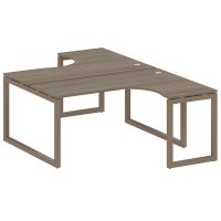 Metal System Quattro 5x5 50БО.РАС-СА-2.4 (Вяз благородный/Мокко) Рабочая станция криволинейная на О-образном м/к