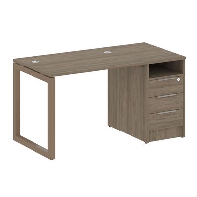 Metal System Quattro 5x5 50БО.РС-СТП-1.1 (Вяз благородный/Мокко) Рабочая станция на О-образном м/к с опорной тумбой