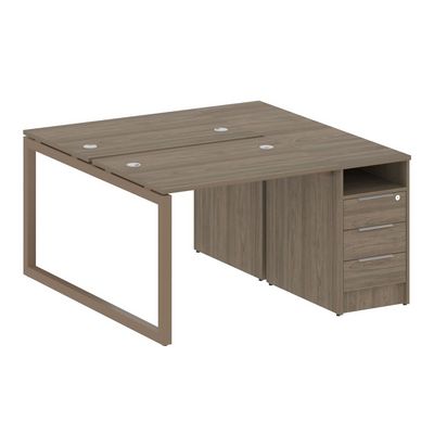 Metal System Quattro 5x5 50БО.РС-СТП-2.1 (Вяз благородный/Мокко) Рабочая станция на О-образном м/к с опорной тумбой