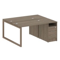 Metal System Quattro 5x5 50БО.РС-СТП-2.2 (Вяз благородный/Мокко) Рабочая станция на О-образном м/к с опорной тумбой