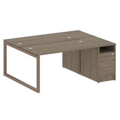 Metal System Quattro 5x5 50БО.РС-СТП-2.3 (Вяз благородный/Мокко) Рабочая станция на О-образном м/к с опорной тумбой