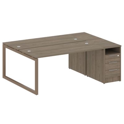 Metal System Quattro 5x5 50БО.РС-СТП-2.4 (Вяз благородный/Мокко) Рабочая станция на О-образном м/к с опорной тумбой