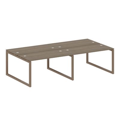 Metal System Quattro 5x5 50БО.СМ-4.3 (Вяз благородный/Мокко) Рабочая станция на 4 раб.места на О-образном м/к
