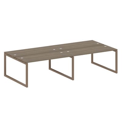 Metal System Quattro 5x5 50БО.СМ-4.4 (Вяз благородный/Мокко) Рабочая станция на 4 раб.места на О-образном м/к