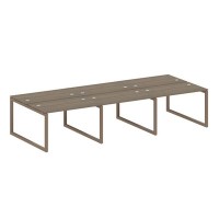 Metal System Quattro 5x5 50БО.СМ-6.2 (Вяз благородный/Мокко) Рабочая станция на 6 раб.мест на О-образном м/к