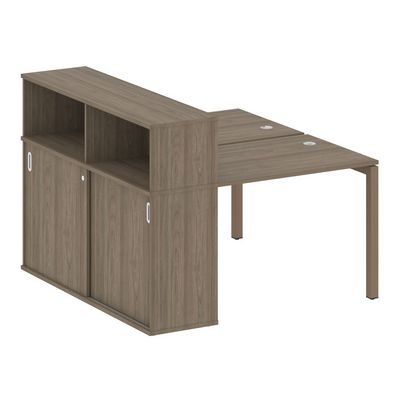 Metal System Quattro 5x5 50БП.РС-СШК-2.1 (Вяз благородный/Мокко) Рабочая станция на П-образном м/к с опорным шкафом-купе