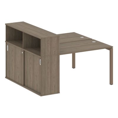 Metal System Quattro 5x5 50БП.РС-СШК-2.2 (Вяз благородный/Мокко) Рабочая станция на П-образном м/к с опорным шкафом-купе