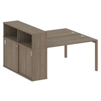 Metal System Quattro 5x5 50БП.РС-СШК-2.3 (Вяз благородный/Мокко) Рабочая станция на П-образном м/кс опорным шкафом-купе