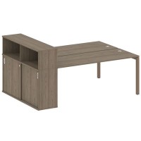 Metal System Quattro 5x5 50БП.РС-СШК-2.5 (Вяз благородный/Мокко) Рабочая станция на П-образном м/к с опорным шкафом-купе