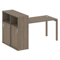 Metal System Quattro 5x5 50БП.РС-СШК-3.3 (Вяз благородный/Мокко) Стол письменный на П-образном м/к с опорным шкафом-купе