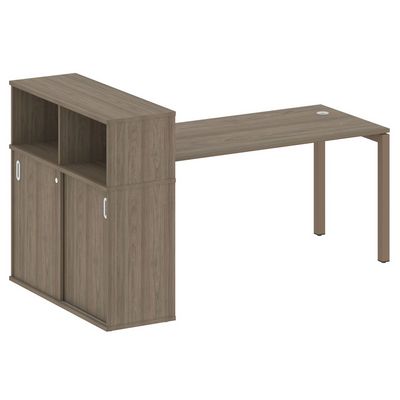 Metal System Quattro 5x5 50БП.РС-СШК-3.4 (Вяз благородный/Мокко) Стол письменный на П-образном м/к с опорным шкафом-купе