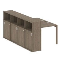 Metal System Quattro 5x5 50БП.РС-СШК-4.1 (Вяз благородный/Мокко) Рабочая станция на П-образном м/к с опорным шкафом-купе