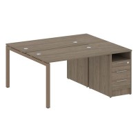 Metal System Quattro 5x5 50БП.РС-СТП-2.2 (Вяз благородный/Мокко) Рабочая станция на П-образном м/к с опорной тумбой