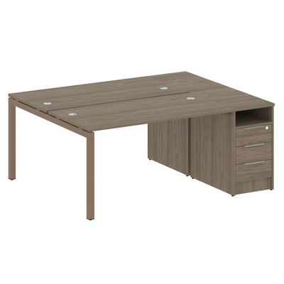 Metal System Quattro 5x5 50БП.РС-СТП-2.3 (Вяз благородный/Мокко) Рабочая станция на П-образном м/к с опорной тумбой