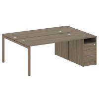 Metal System Quattro 5x5 50БП.РС-СТП-2.4 (Вяз благородный/Мокко) Рабочая станция на П-образном м/к с опорной тумбой