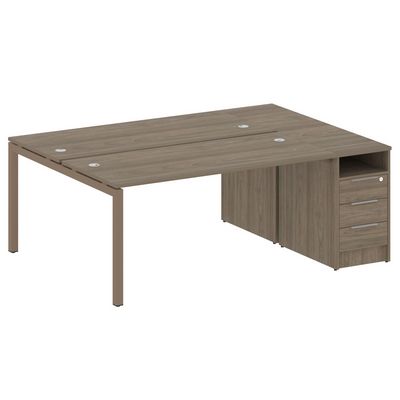 Metal System Quattro 5x5 50БП.РС-СТП-2.4 (Вяз благородный/Мокко) Рабочая станция на П-образном м/к с опорной тумбой