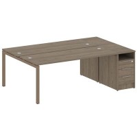 Metal System Quattro 5x5 50БП.РС-СТП-2.5 (Вяз благородный/Мокко) Рабочая станция на П-образном м/к с опорной тумбой