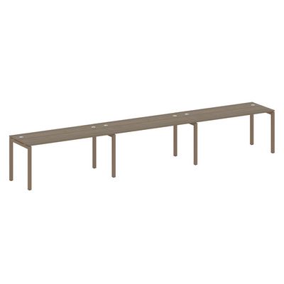 Metal System Quattro 5x5 50БП.СМ-3.4 (Вяз благородный/Мокко) Рабочая станция на 3 раб.места на П-образном м/к