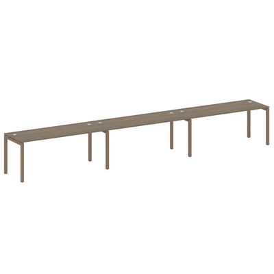 Metal System Quattro 5x5 50БП.СМ-3.5 (Вяз благородный/Мокко) Рабочая станция на 3 раб.места на П-образном м/к