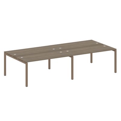 Metal System Quattro 5x5 50БП.СМ-4.4 (Вяз благородный/Мокко) Рабочая станция на 4 раб.места на П-образном м/к