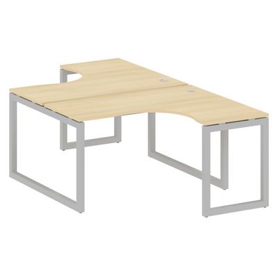 Metal System Quattro 5x5 50БО.РАС-СА-2.3 (Акация лорка/Серый) Рабочая станция криволинейная на О-образном м/к