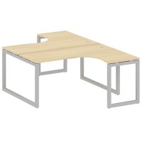 Metal System Quattro 5x5 50БО.РАС-СА-2.4 (Акация лорка/Серый) Рабочая станция криволинейная на О-образном м/к