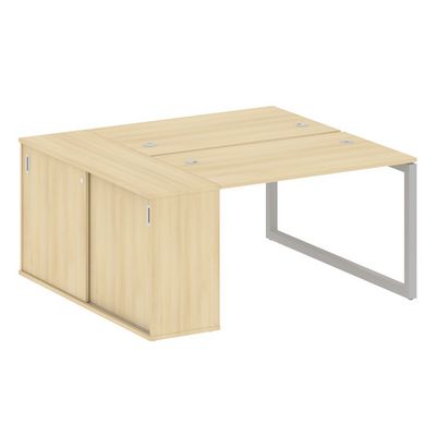 Metal System Quattro 5x5 50БО.РС-СШК-1.2 (Акация лорка/Серый) Рабочая станция на О-образном м/к с опорным шкафом-купе