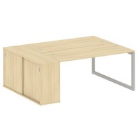 Metal System Quattro 5x5 50БО.РС-СШК-1.4 (Акация лорка/Серый) Рабочая станция на О-образном м/к с опорным шкафом-купе