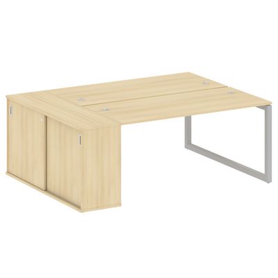 Metal System Quattro 5x5 50БО.РС-СШК-1.4 (Акация лорка/Серый) Рабочая станция на О-образном м/к с опорным шкафом-купе