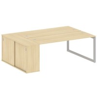 Metal System Quattro 5x5 50БО.РС-СШК-1.5 (Акация лорка/Серый) Рабочая станция на О-образном м/к с опорным шкафом-купе